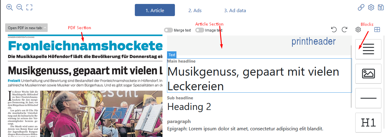 Article Editor Layout